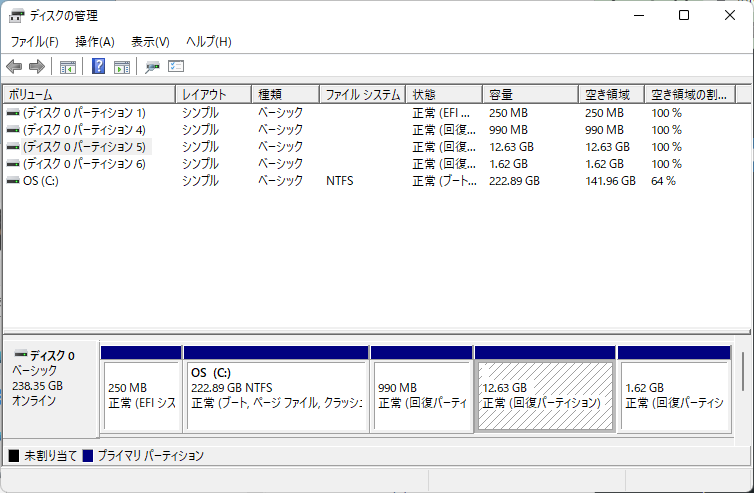 Windows11ディスクの管理